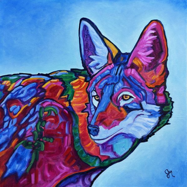 "Follow Me" Coyote Oil on Canvas - Now at Rowe Gallery!